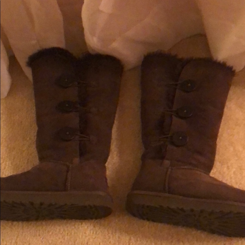 UGGs dark brown with buttons on the side